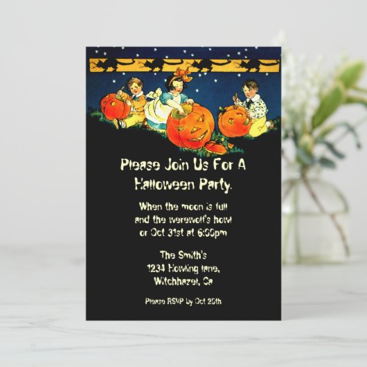  uitnodiging van Halloween op gerecycleerd papier (Staand voorkant)