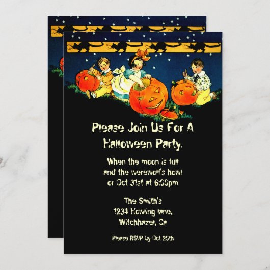 uitnodiging van Halloween op gerecycleerd papier (Voorkant / Achterkant)