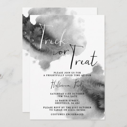 Uitnodiging van halloween-partij - Trick or treat (Voorkant / Achterkant)