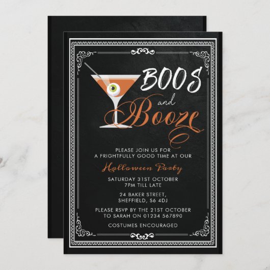 Uitnodiging van halloween-partijen - boeken en dra (Voorkant / Achterkant)