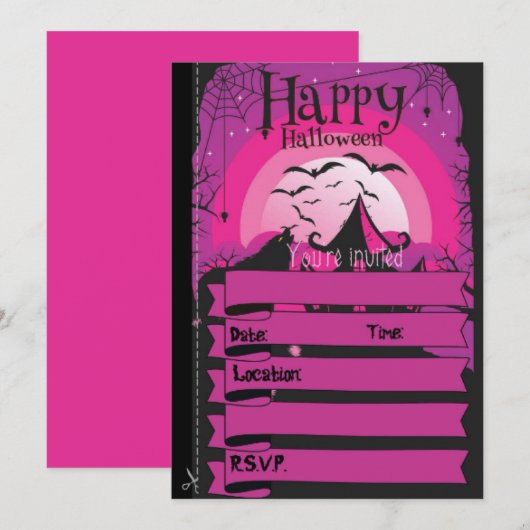 Uitnodiging van halloween-partijen - boeken en dra (Voorkant / Achterkant)