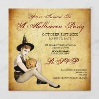 Uitnodiging van heks en Pumpkin Halloween Party