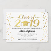 uitnodiging van het afstuderen. Faux goud wit en z (Voorkant)