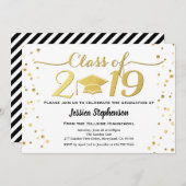 uitnodiging van het afstuderen. Faux goud wit en z (Voorkant / Achterkant)