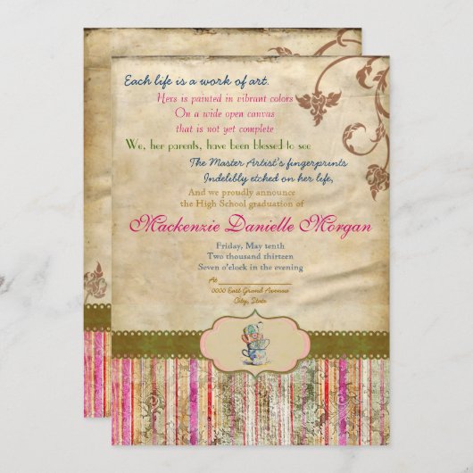 uitnodiging van het Afstuderen Tea (Voorkant / Achterkant)