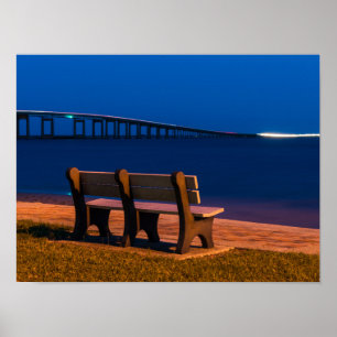 Uitnodiging van het avondbankje om te gaan zitten poster