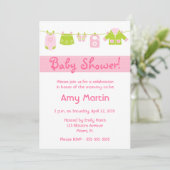 uitnodiging van het baby shower - meisje (Staand voorkant)