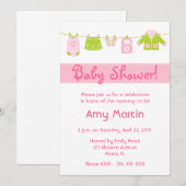 uitnodiging van het baby shower - meisje (Voorkant / Achterkant)