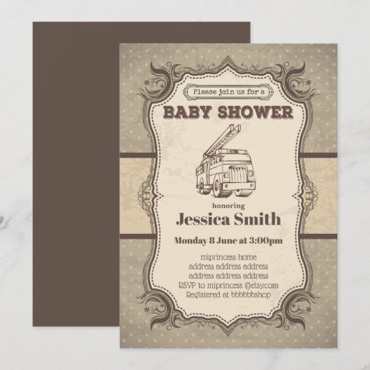 uitnodiging van het BABY SHOWER - speelgoed (Voorkant / Achterkant)