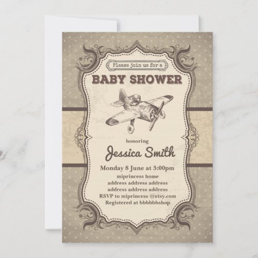  uitnodiging van het BABY SHOWER - speelgoed vlieg (Voorkant)