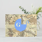 Uitnodiging van het Baby shower van Camo de (Staand voorkant)