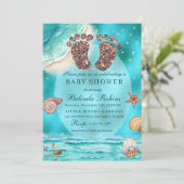 Uitnodiging van het Baby shower van de Beach van d (Staand voorkant)