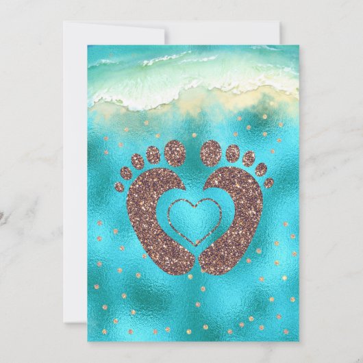 Uitnodiging van het Baby shower van de Beach van d (Achterkant)