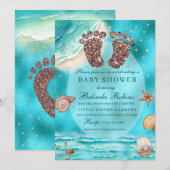 Uitnodiging van het Baby shower van de Beach van d (Voorkant / Achterkant)