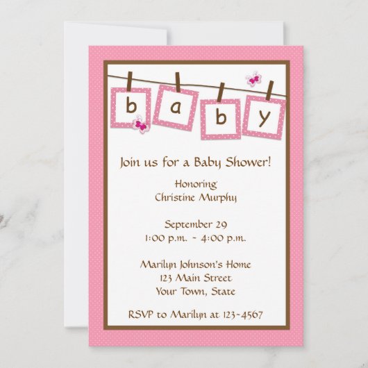 Uitnodiging van het Baby shower van de Klem van de (Voorkant)