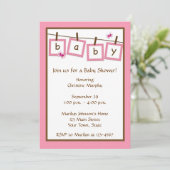 Uitnodiging van het Baby shower van de Klem van de (Staand voorkant)