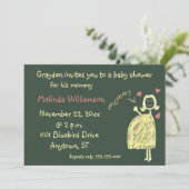 Uitnodiging van het Baby shower van de krijttekeni (Staand voorkant)