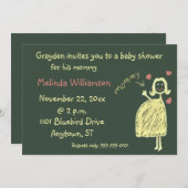 Uitnodiging van het Baby shower van de krijttekeni (Voorkant / Achterkant)