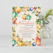 Uitnodiging van het Baby shower van de Pompoen van (Staand voorkant)