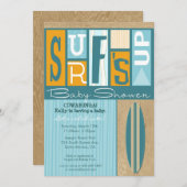 Uitnodiging van het Baby shower van het surf van d (Voorkant / Achterkant)