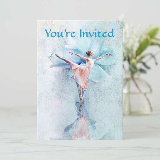 Uitnodiging van het Ballerina feest (Staand voorkant)
