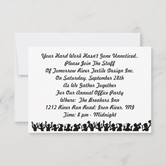 Uitnodiging van het BedrijfsKantoor van het hard W (Achterkant)