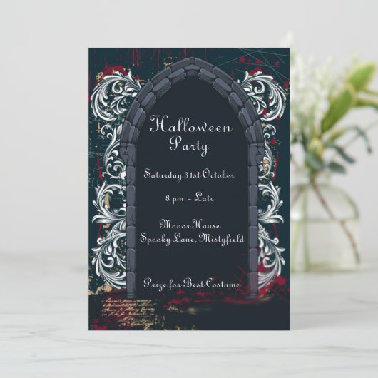 Uitnodiging van het Castle Halloween Draculas (Staand voorkant)