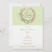 Uitnodiging van het Franse Baby shower - groen (Voorkant)