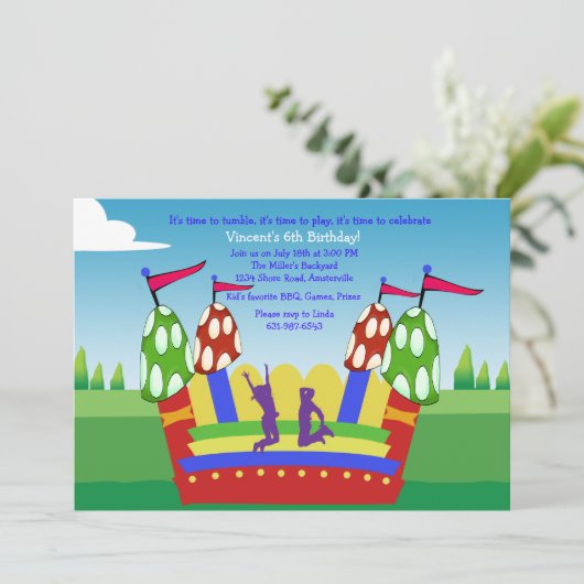 Uitnodiging van het Huis van Bounce (Staand voorkant)