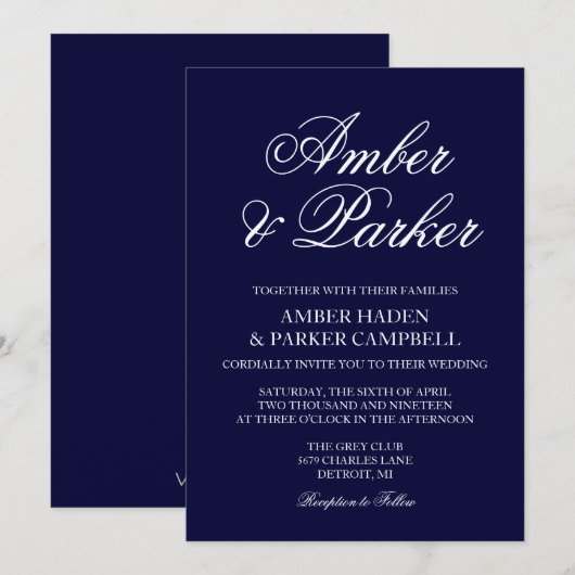 Uitnodiging | van het huwelijk Namen (Voorkant / Achterkant)