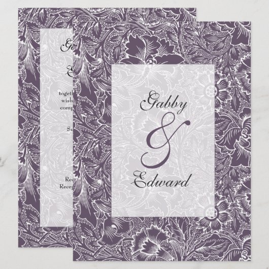 Uitnodiging van het Huwelijk van de aubergine de (Voorkant / Achterkant)