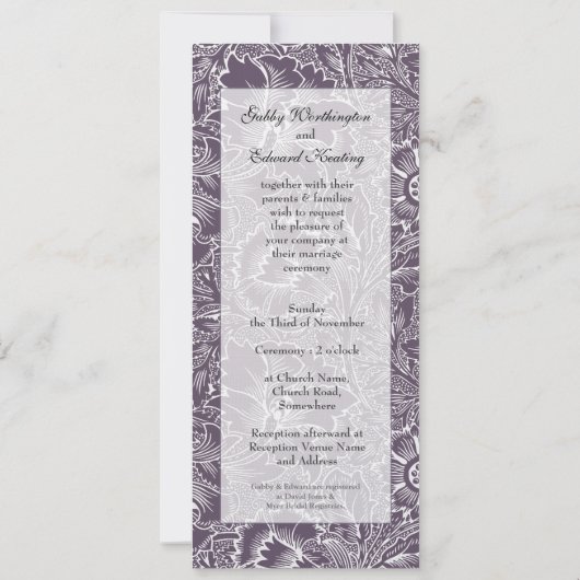 Uitnodiging van het Huwelijk van de aubergine de (Achterkant)