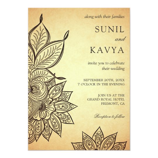 Uitnodiging Van Het Huwelijk Van De Vintage Henna Zazzle Nl