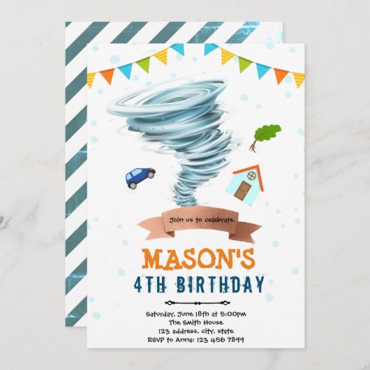 Uitnodiging van het jongetje Tornado (Voorkant / Achterkant)