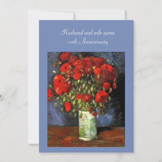 uitnodiging van het Jubileum. Vaas met rode papave (Voorkant)