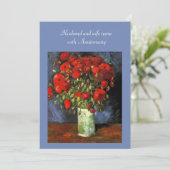 uitnodiging van het Jubileum. Vaas met rode papave (Staand voorkant)