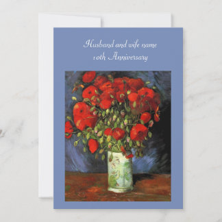 uitnodiging van het Jubileum. Vaas met rode papave