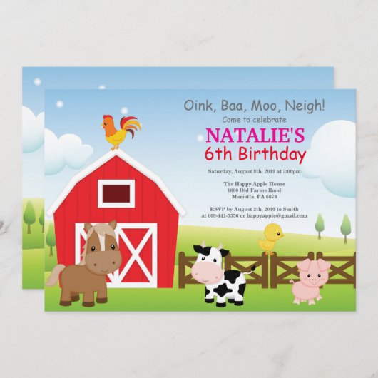 Uitnodiging van het land van boerderij op zaterdag (Voorkant / Achterkant)