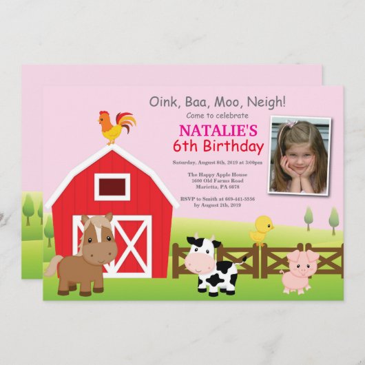 Uitnodiging van het land van boerderij op zaterdag (Voorkant / Achterkant)