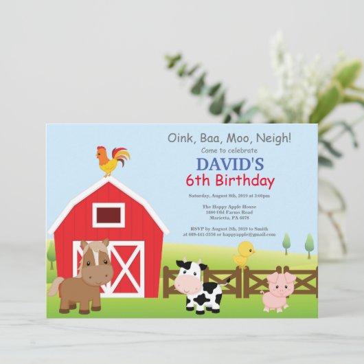 Uitnodiging van het land van boerderij op zaterdag (Staand voorkant)