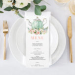 Uitnodiging van het Menu van de Tea-partij van vri<br><div class="desc">Geef uw heerlijke menu weer op deze mooie kaarten - het perfecte formaat om op elk bord te plaatsen! Dit ontwerp is voorzien van een prachtig modern lettertype en een prachtige theepot met roze bloemen waterverf. Eenvoudig de levensmiddelen bewerken! Bekijk het volledige collectie Tea Party van het Vrijgezellenfeest voor meer...</div>
