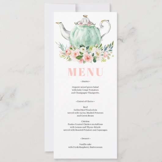 Uitnodiging van het Menu van de Tea-partij van vri (Voorkant)