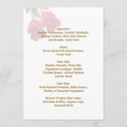 Uitnodiging van het Menu van het twee de rode (Achterkant)