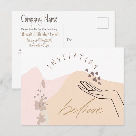 Uitnodiging van het Modern Motivatie Event Company Briefkaart (Voorkant / Achterkant)