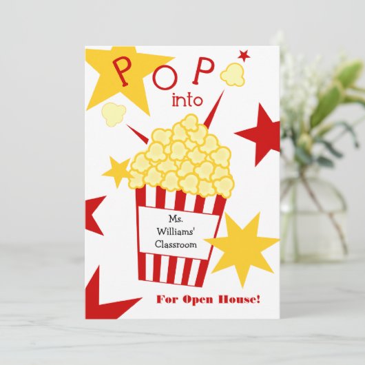 Uitnodiging van het Open Huis van de school - Popc (Staand voorkant)