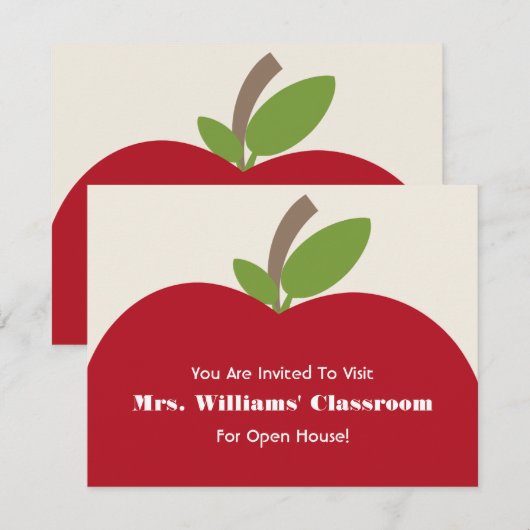 Uitnodiging van het Open Huis van de school - Red  (Voorkant / Achterkant)
