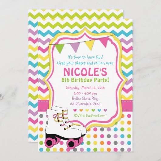 Uitnodiging van het Schaats van Roller/het Schaats (Voorkant / Achterkant)