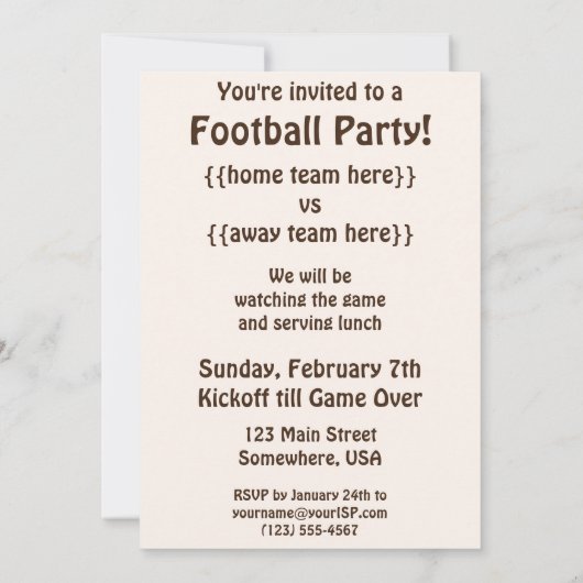 Uitnodiging van het Spel van de Speler van het Fo (Achterkant)