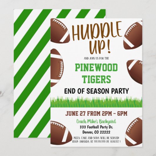 Uitnodiging van het Team van het Huddle-Up Footbal (Voorkant / Achterkant)