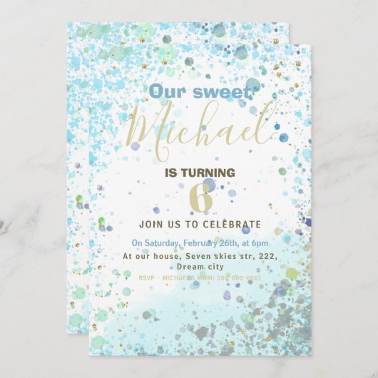 Uitnodiging van het verjaardagsfeest van een kleur (Voorkant / Achterkant)